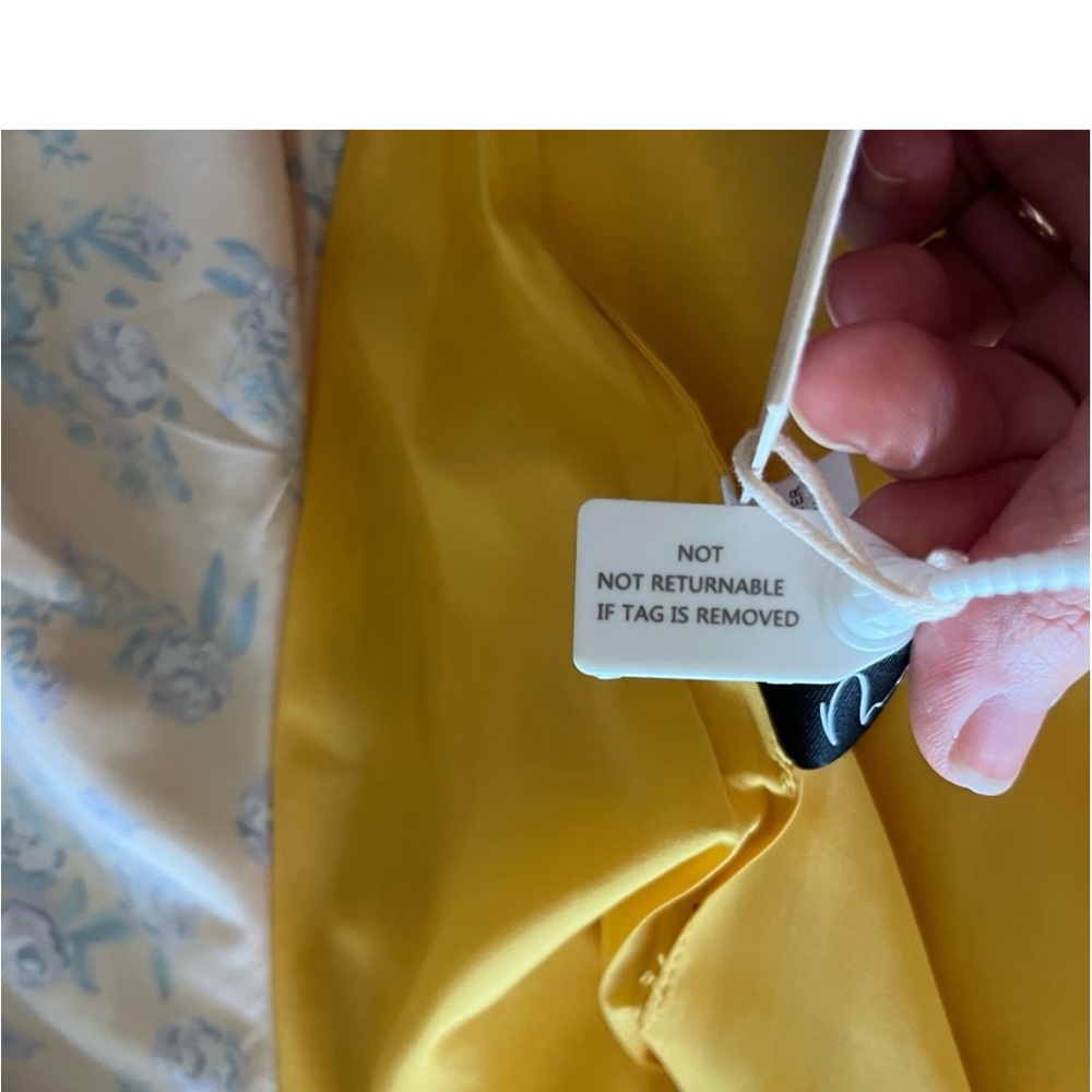 Asymmetrical One-Shoulder Yellow Floral Ruffle Dress NWT - Picture 8 of 14
